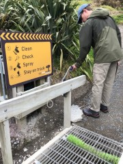 On any trail with Kauri Trees, you clean your feet on the way in and out to prevent the further spread of Kauri dieback