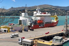 This research ship is about to leave for Antartica - Lyttleton is the major point of departure for these expeditions