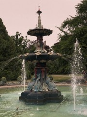 Botanical Gardens Fountain on smoky day