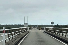A kilometre long one lane bridge is pretty frightening when a lorry is coming your way.  Check out the "passing lane"
