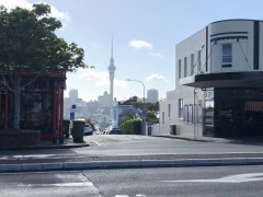 Peaking into the city from Ponsonby Road in our neighborhood