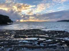 Sunset from the causeway under Auckland Harbor Bridge