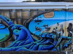 Mural in Waipu explaining the history of the area